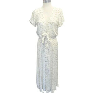 KIVARI Polka Dot Tie Front Maxi Dress Size Small